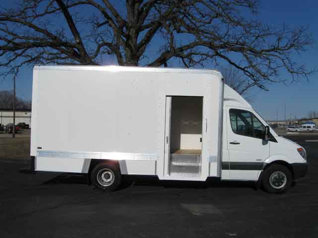 Cube Body Mounted on a Sprinter Cab Chassis
